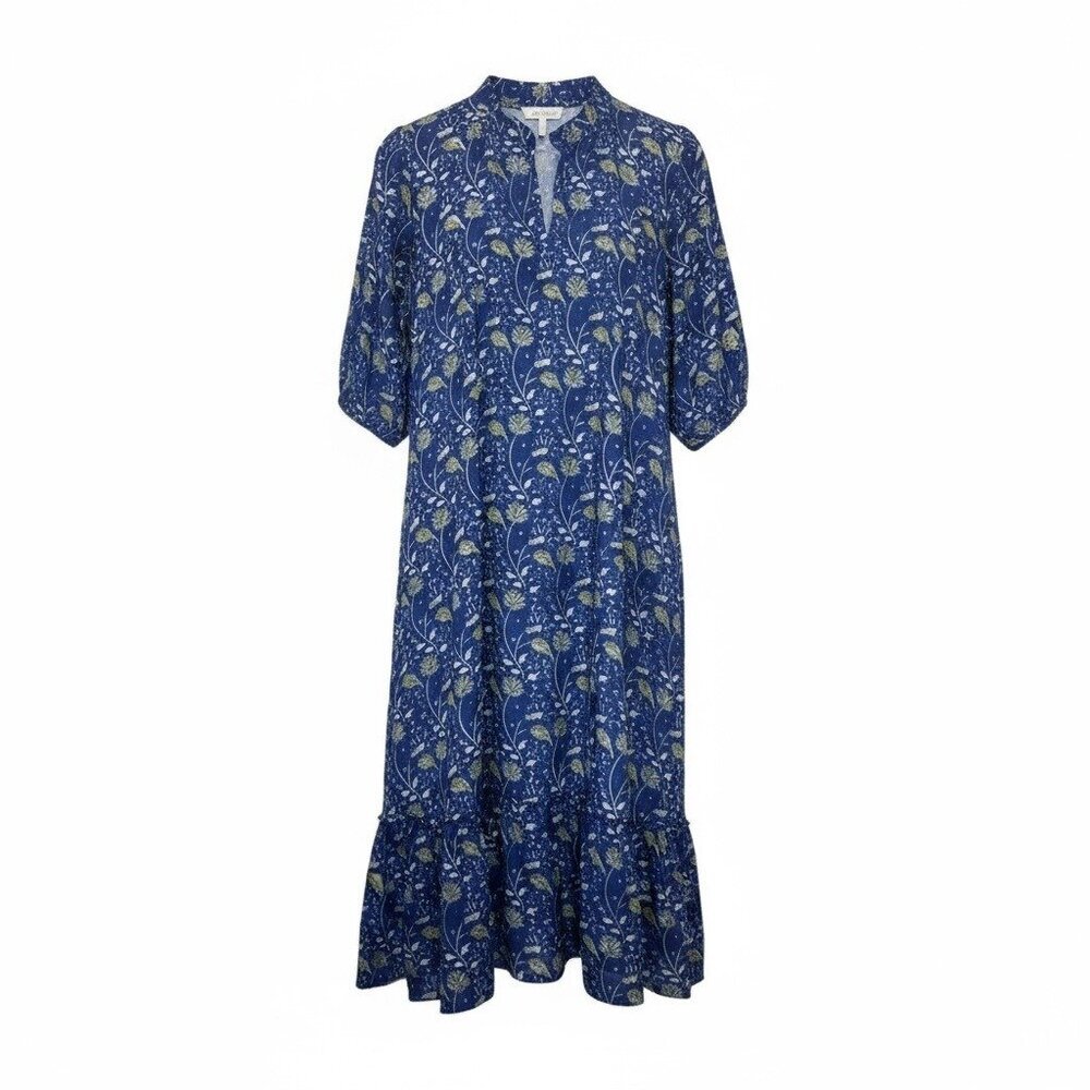Mod's Mahal Floral Split Neck Midi Dress Womens Size S Pockets Block Print Boho